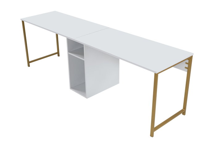 Nordure Twin Study Desk Blanco y Dorado Nordure Twin Study Desk Blanco y Dorado
